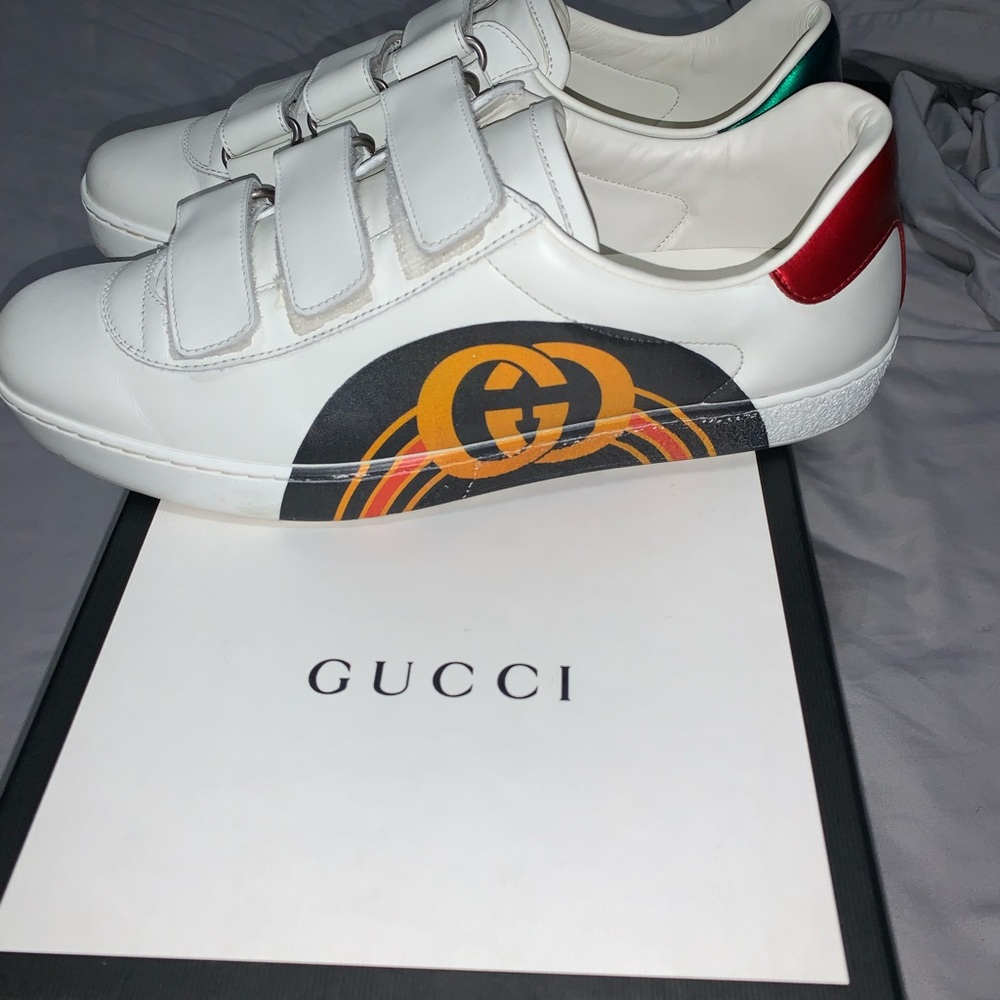 Gucci Ace Interlocking GG Leather 3 Strap Sneakers